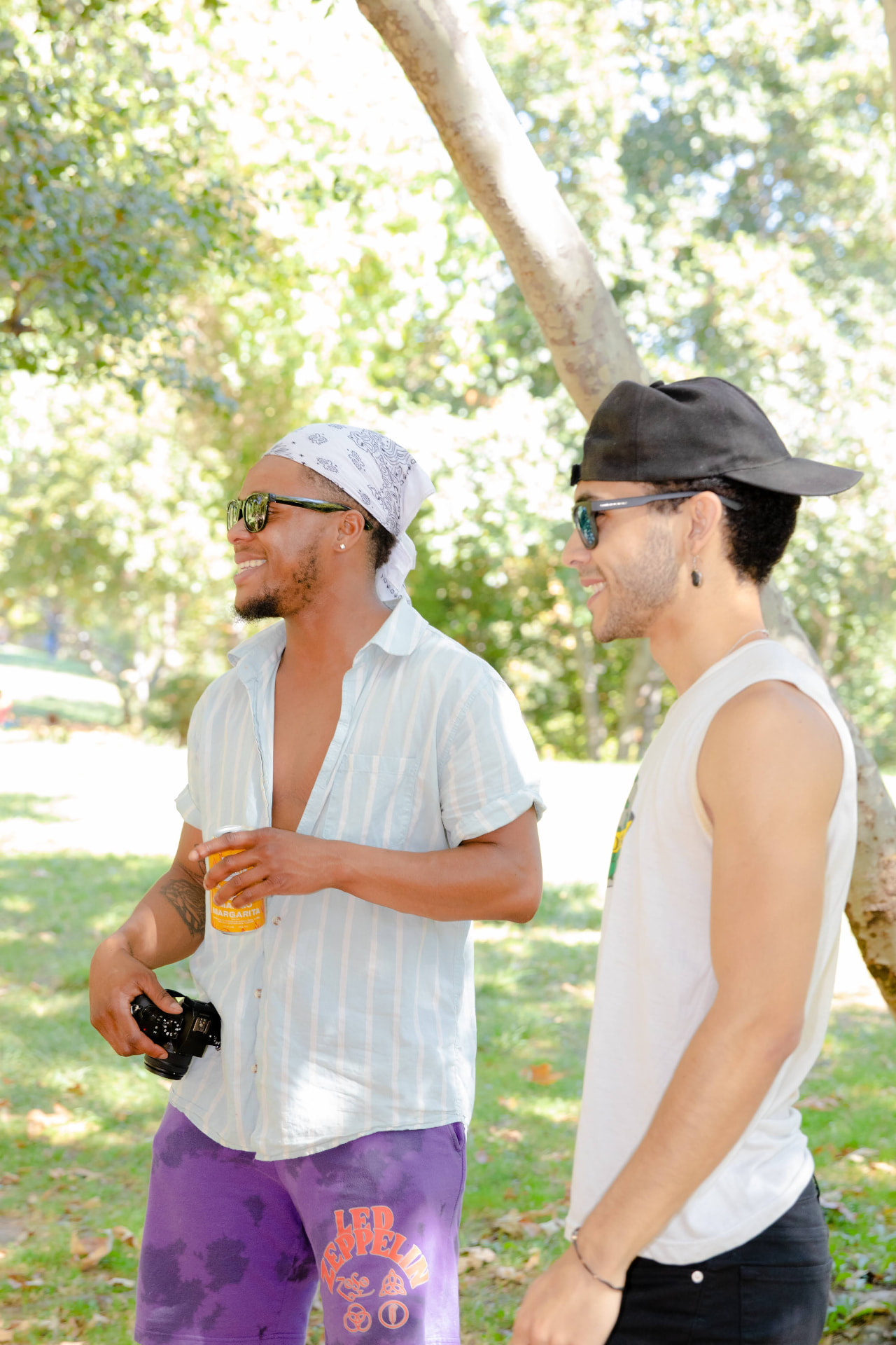 Two collaborators on location